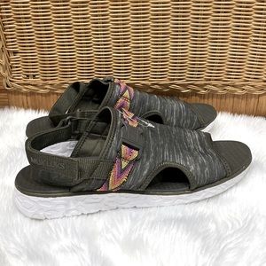 New Muk Luks Boardwalk Parade Adjustable Slide Olive Green Sandals Women's 11 !!